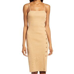 French Connection Tommy Button Detail Rib Sheath Midi Dress